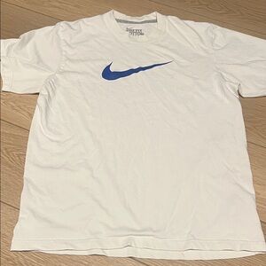 Nike White Tee with Blue Swoosh